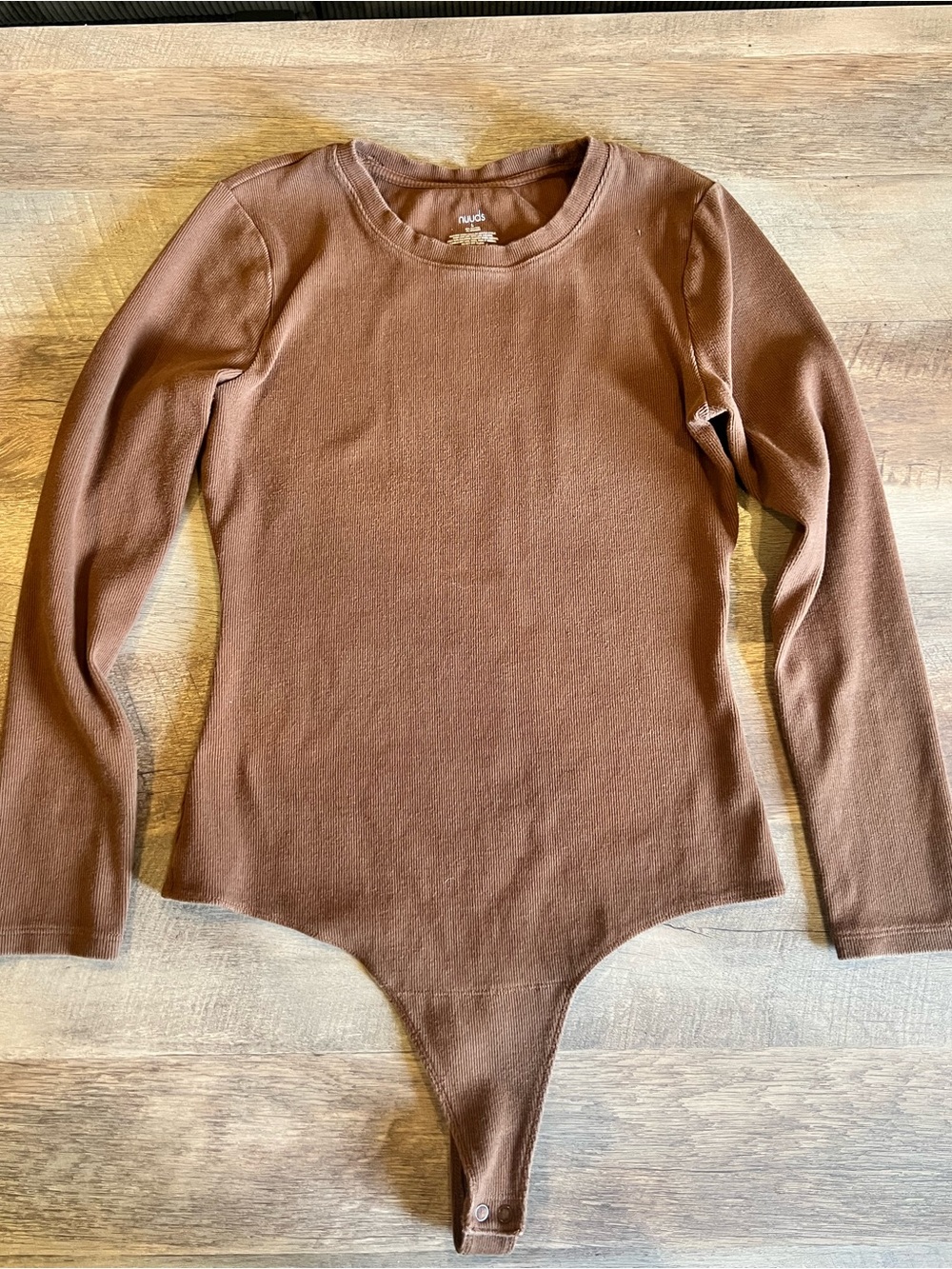 Nuuds Brown Long-Sleeve Bodysuit